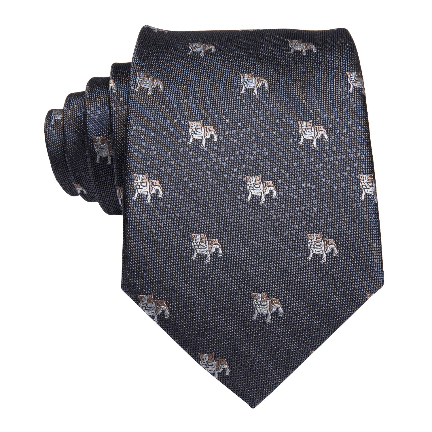 Midnight Silver Puppies Silk Tie