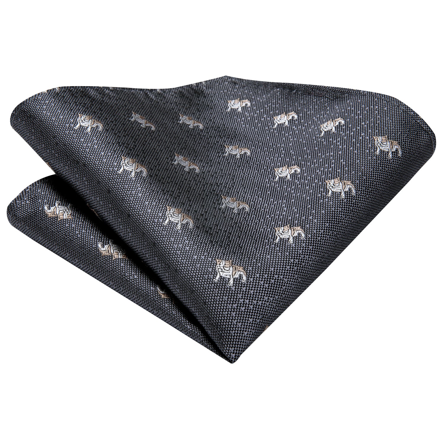 Midnight Silver Puppies Silk Tie