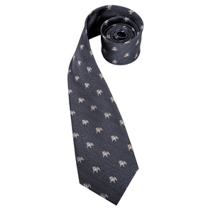 Midnight Silver Puppies Silk Tie