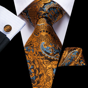 Amber Dragon Scale Blossom Silk Tie