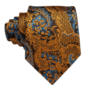 Amber Dragon Scale Blossom Silk Tie