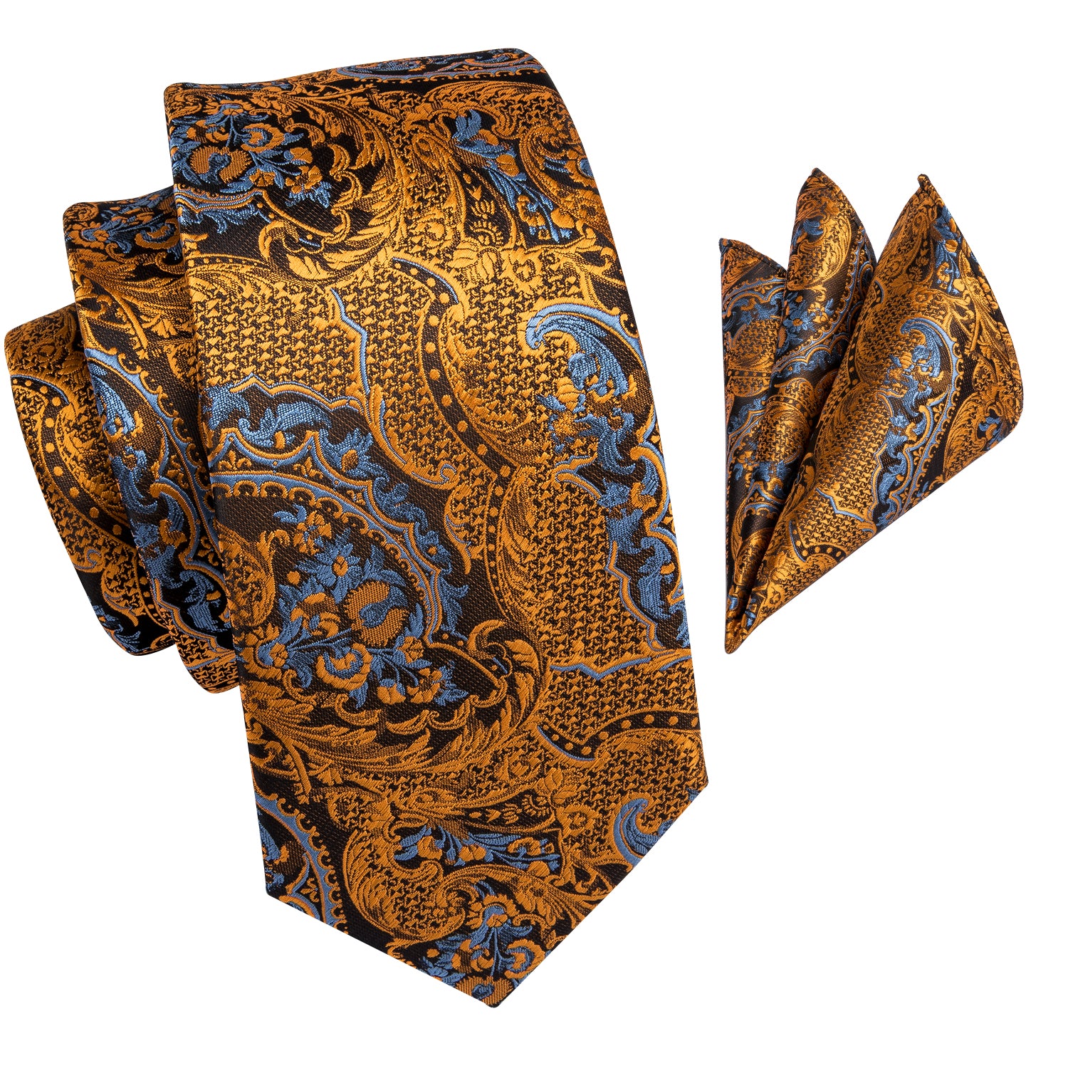 Amber Dragon Scale Blossom Silk Tie