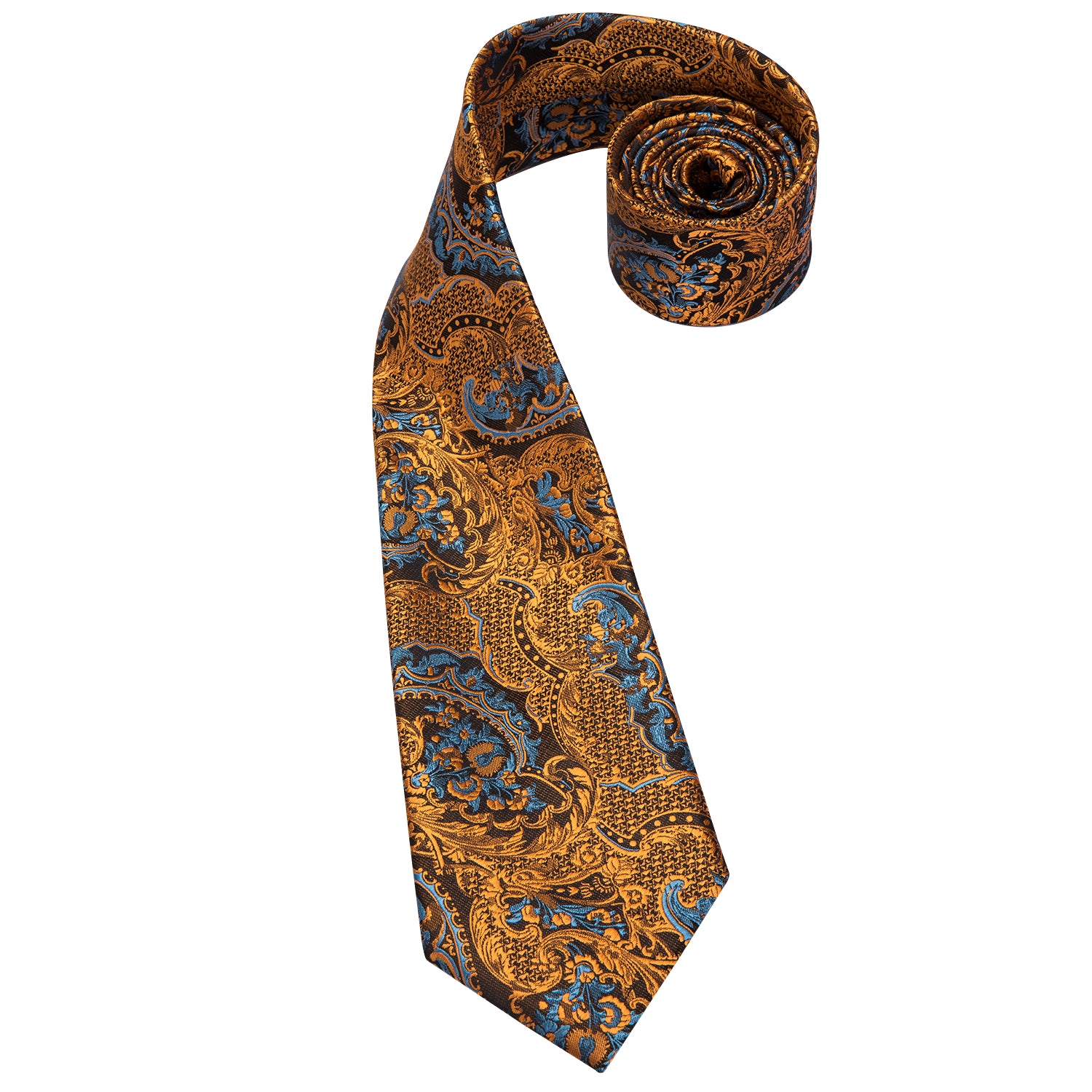 Amber Dragon Scale Blossom Silk Tie